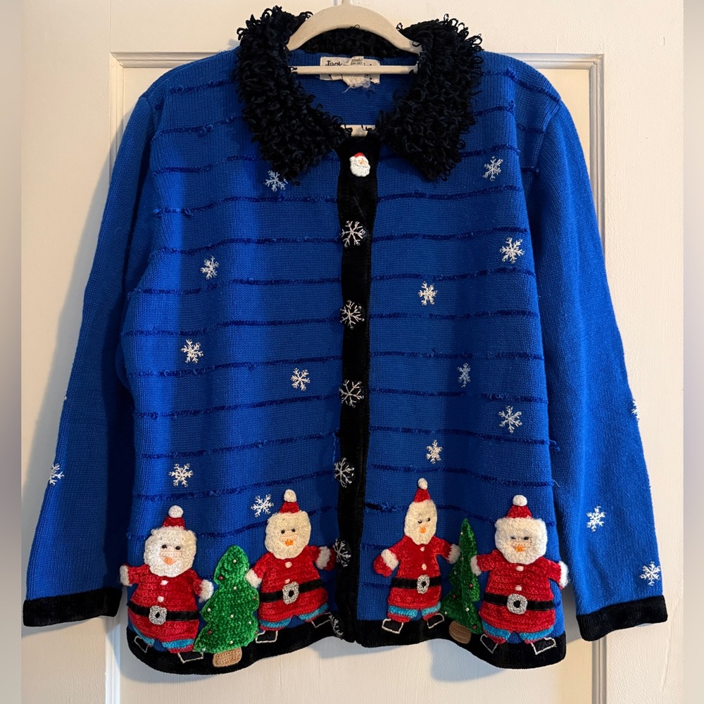 Vintage Jack B. Quick Ugly Christmas Sweater Snowman Faux Fur Size 1X